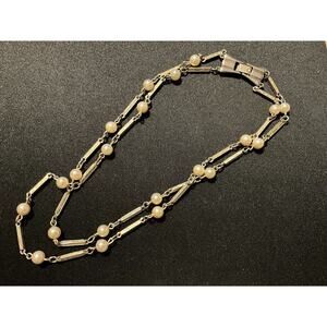Silver Toned Faux Pearls 12in Multi Stand Necklace